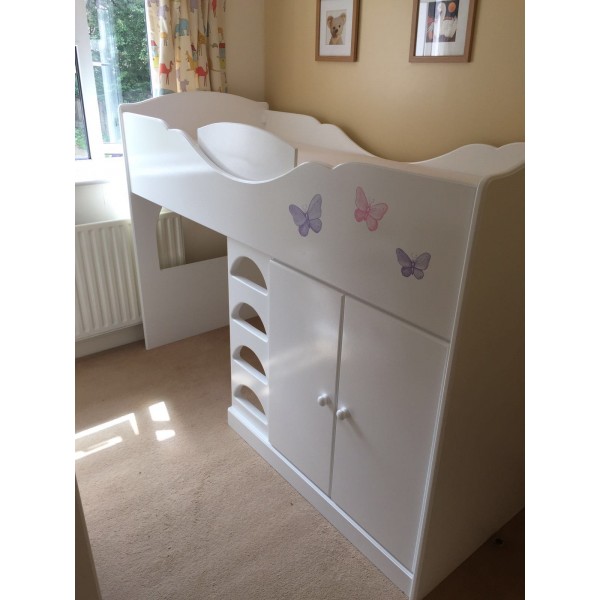 Play Bed With FLAT LADDER Handpainted Butterfly Artwork